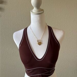 VSX Chocolate Brown Deep V Seamless Sports Bralette